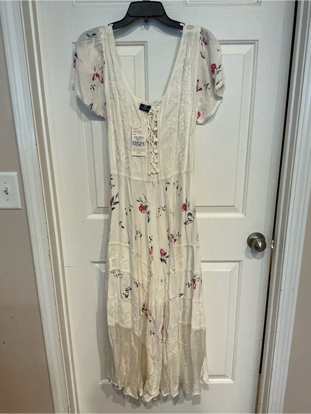 Advance Apparels Cream Maxi Dress with Pink Floral